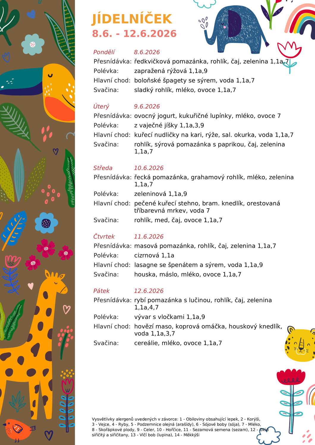 jídelníček 8.6.-12.6.